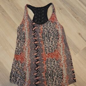 Red and Black Asymmetrical Tank Top with Cut Out Design